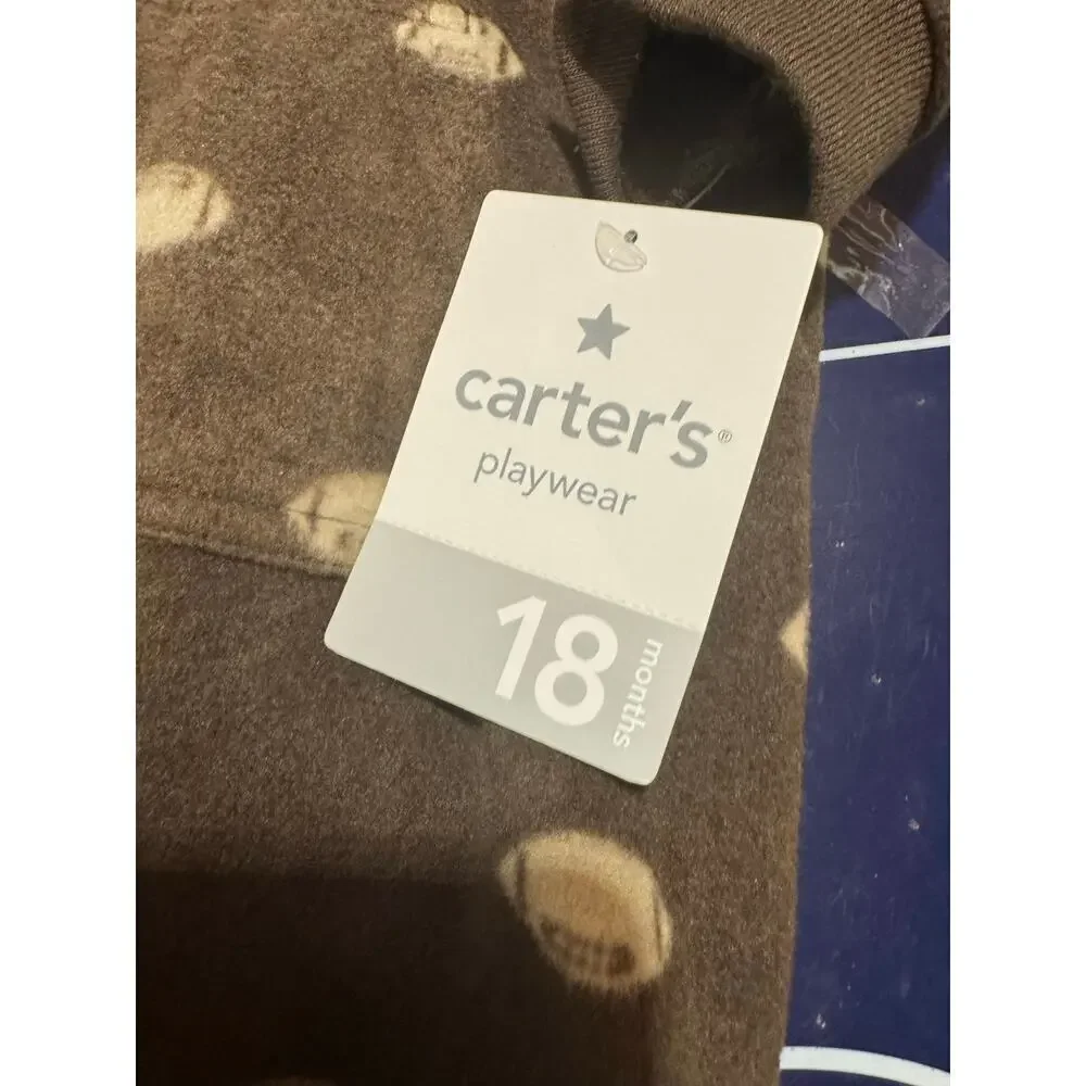 5/$25 NWT 18 month baby boy fleece one piece football outfit